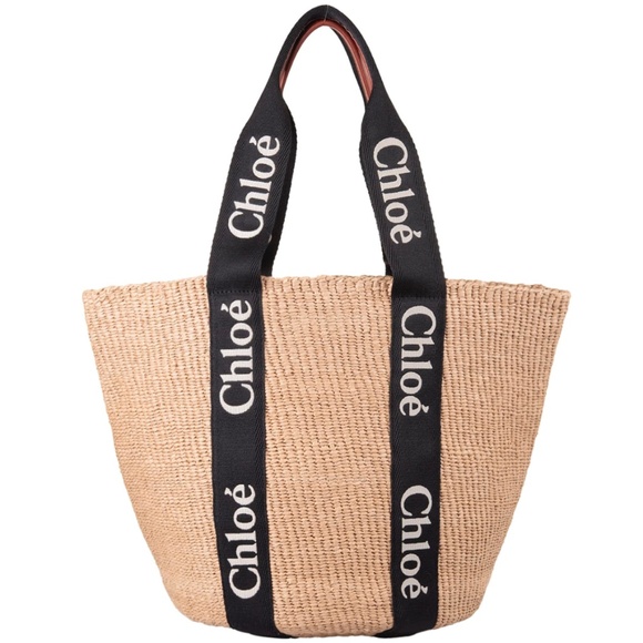 Chloe NWT Large woody Mifuko tote w/ black fabric "Chloe" logomania - Picture 1 of 5